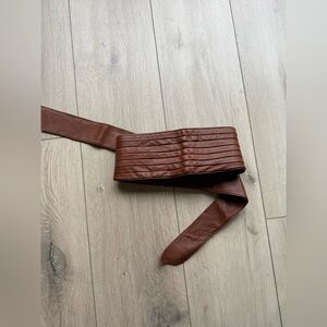 Burberry Brown Leather Self Tie Belt. Fits Most Sizes